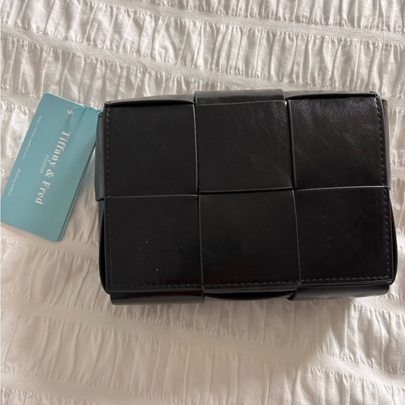 Tiffany & Fred Black Woven Leather Basket Weave Purse - Picture 1 of 9